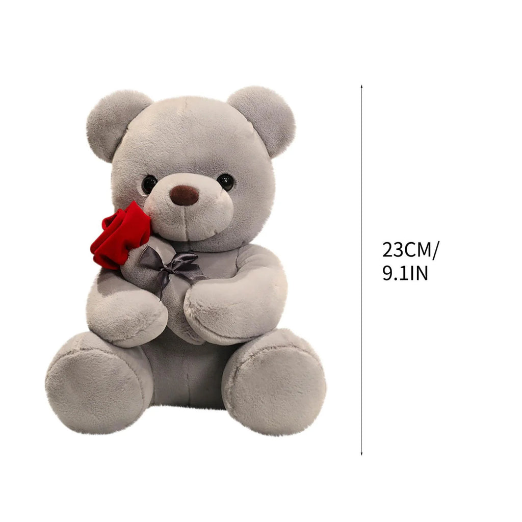 Gift 9.1" Valentines Day Stuffed Animals Teddy Bear with Rose, Large Rose Bear Valentines Day Gift Plush Toy Cartoon Cuddly Doll Birthday Party Holiday Wedding Decor Gift Stuffed Animals