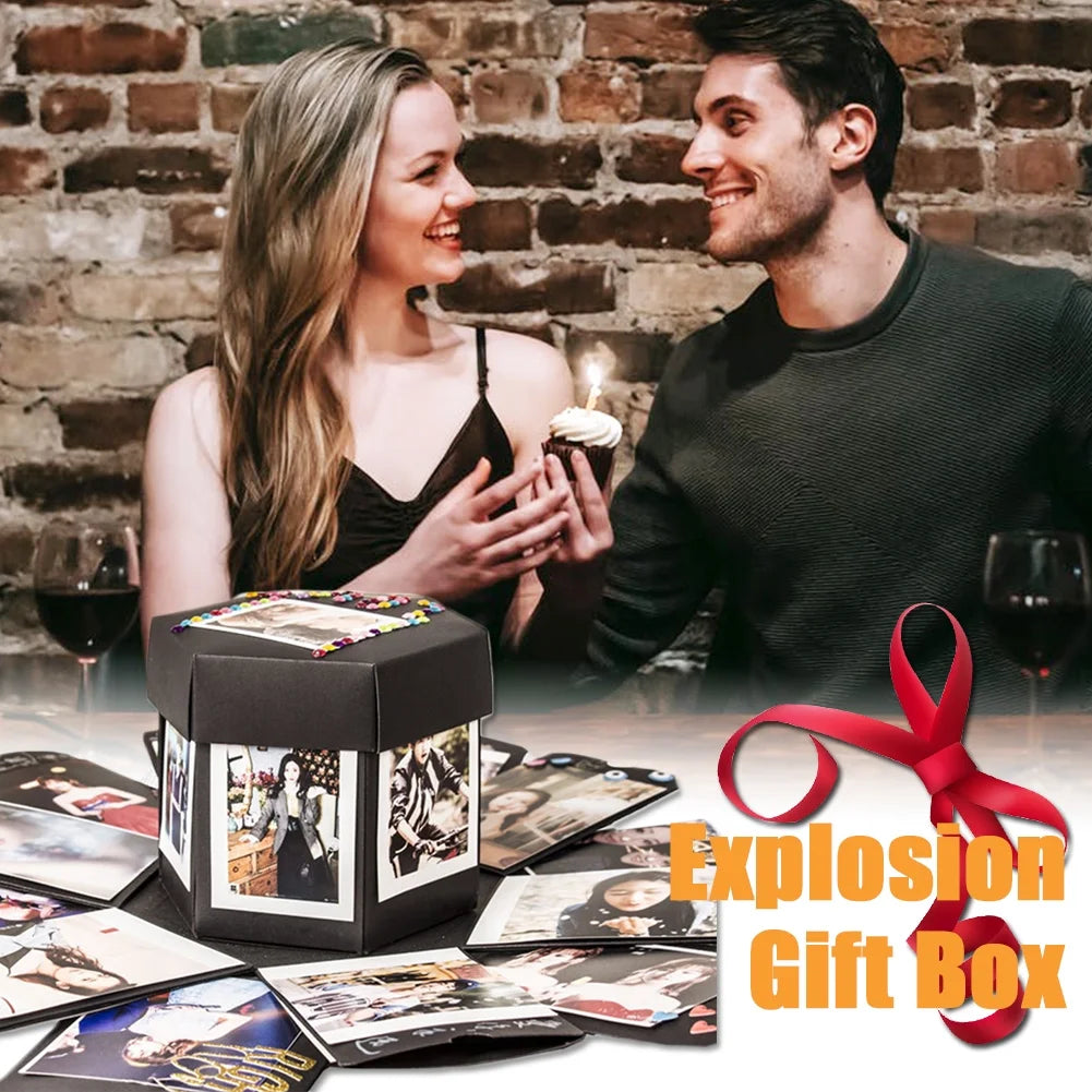 Explosion Gift Box Set,Surprise Exploding Love Box,Diy Photo Album Box for Couples,Mother'S Day,Wedding Gift Box,Birthday Party,Boyfriend,Girlfriend,Scrapbook Style DIY Photo Album,Anniversary