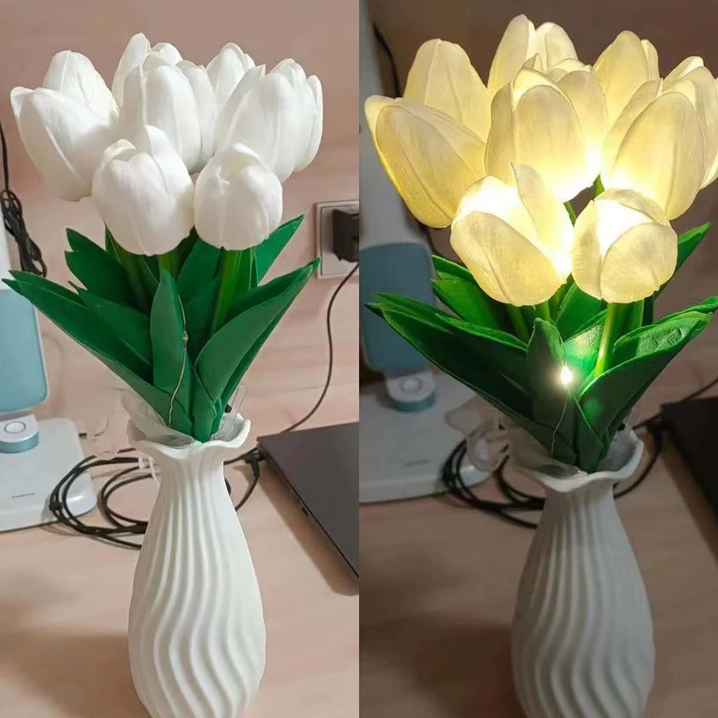 LED Tulip Night Lamp, Simulated Flower Bouquet Imitation Lamp, 5/10Tulips, Household Decoration Atmosphere La