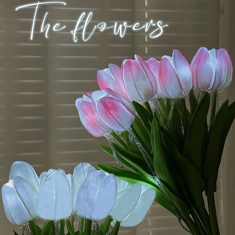 LED Tulip Night Lamp, Simulated Flower Bouquet Imitation Lamp, 5/10Tulips, Household Decoration Atmosphere La