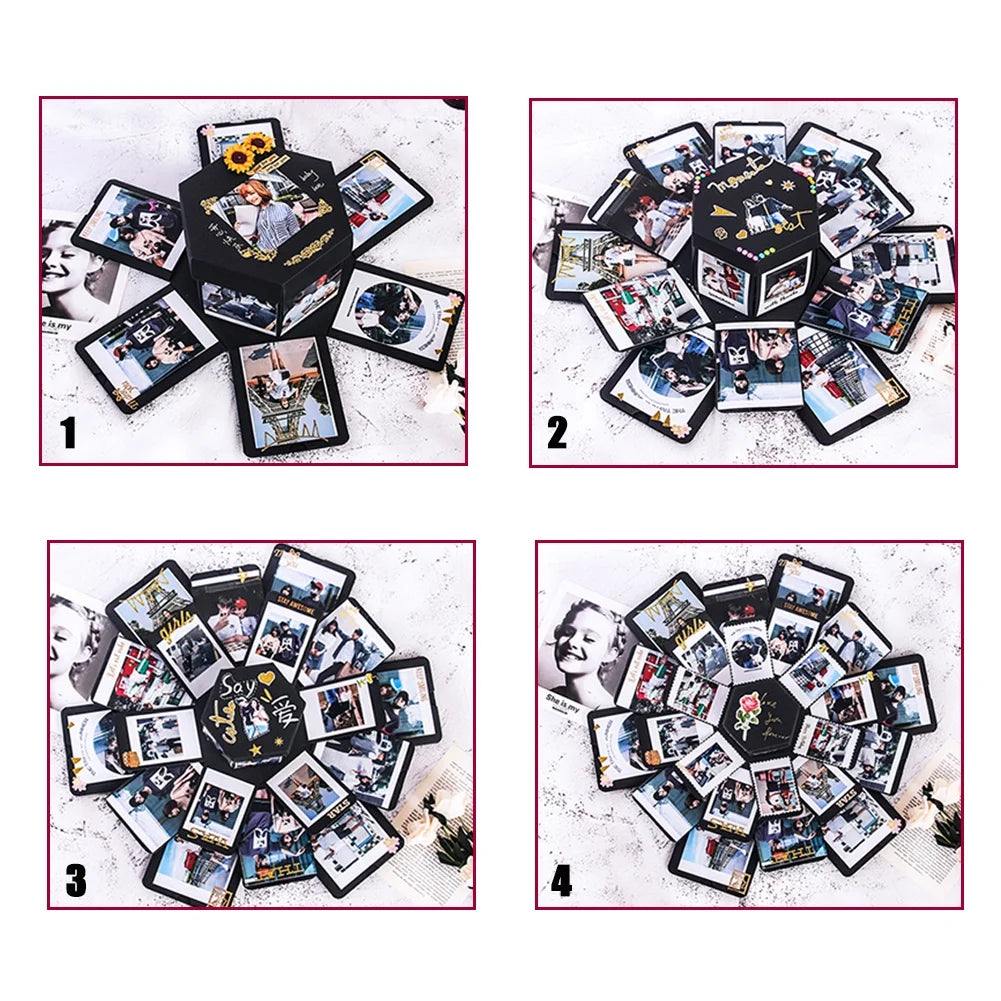 Explosion Gift Box Set,Surprise Exploding Love Box,Diy Photo Album Box for Couples,Mother'S Day,Wedding Gift Box,Birthday Party,Boyfriend,Girlfriend,Scrapbook Style DIY Photo Album,Anniversary