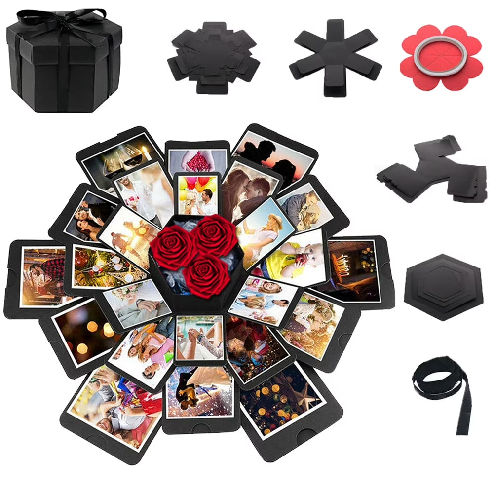 Explosion Gift Box Set,Surprise Exploding Love Box,Diy Photo Album Box for Couples,Mother'S Day,Wedding Gift Box,Birthday Party,Boyfriend,Girlfriend,Scrapbook Style DIY Photo Album,Anniversary