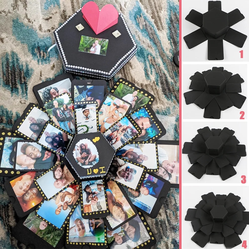 Explosion Gift Box Set,Surprise Exploding Love Box,Diy Photo Album Box for Couples,Mother'S Day,Wedding Gift Box,Birthday Party,Boyfriend,Girlfriend,Scrapbook Style DIY Photo Album,Anniversary